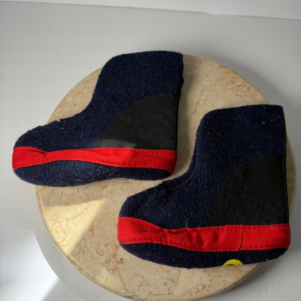 Kaufman Wool Blend Boot Liners Kids Size 9 Navy Blue Red Trim Made in Canada